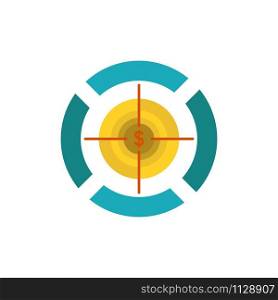 Dart, Focus, Target, Dollar Flat Color Icon. Vector icon banner Template