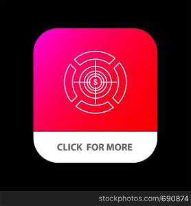 Dart, Focus, Target, Dollar Mobile App Button. Android and IOS Line Version