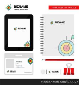 Dart game Business Logo, Tab App, Diary PVC Employee Card and USB Brand Stationary Package Design Vector Template