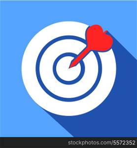Dart in the dartboard center icon isolated vector illustration