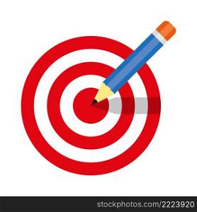 Dartboard pencil and icons. Business achievement and success concept design. Straight to the aim symbol.