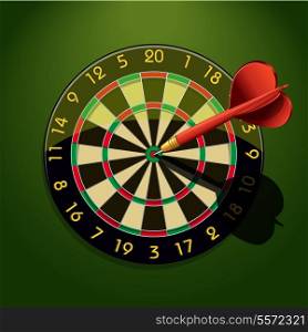 Dartboard with dart in the center concept goal achievement vector illustration