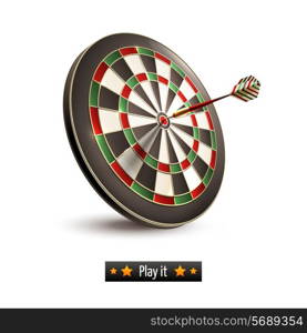 Darts board goal target competition realistic isolated on white background vector illustration