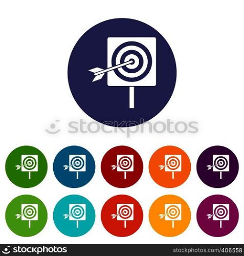 Darts set icons in different colors isolated on white background. Darts set icons