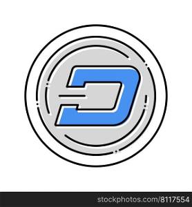 dash cryptocurrency color icon vector. dash cryptocurrency sign. isolated symbol illustration. dash cryptocurrency color icon vector illustration