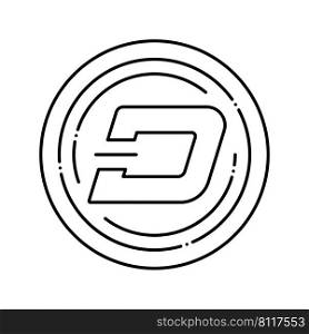 dash cryptocurrency line icon vector. dash cryptocurrency sign. isolated contour symbol black illustration. dash cryptocurrency line icon vector illustration