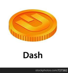 Dash icon. Isometric illustration of dash vector icon for web. Dash icon, isometric style