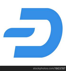 Dash token symbol of the DeFi project cryptocurrency logo, decentralized finance coin icon isolated on white background. Vector illustration.