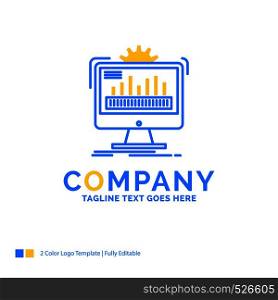 dashboard, admin, monitor, monitoring, processing Blue Yellow Business Logo template. Creative Design Template Place for Tagline.