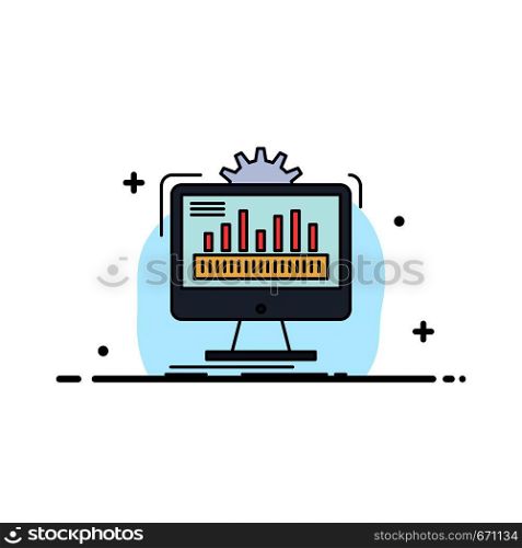 dashboard, admin, monitor, monitoring, processing Flat Color Icon Vector