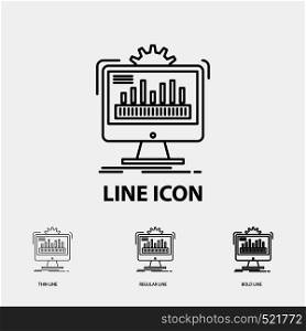 dashboard, admin, monitor, monitoring, processing Icon in Thin, Regular and Bold Line Style. Vector illustration. Vector EPS10 Abstract Template background