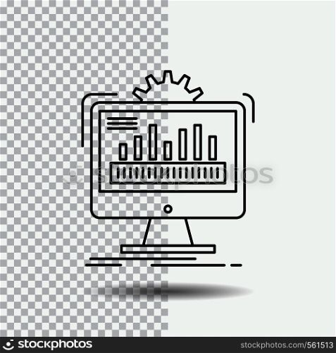 dashboard, admin, monitor, monitoring, processing Line Icon on Transparent Background. Black Icon Vector Illustration. Vector EPS10 Abstract Template background