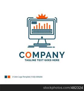 dashboard, admin, monitor, monitoring, processing Logo Design. Blue and Orange Brand Name Design. Place for Tagline. Business Logo template.
