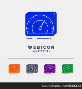 dashboard, device, speed, test, internet 5 Color Glyph Web Icon Template isolated on white. Vector illustration. Vector EPS10 Abstract Template background