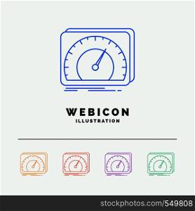 dashboard, device, speed, test, internet 5 Color Line Web Icon Template isolated on white. Vector illustration. Vector EPS10 Abstract Template background
