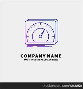 dashboard, device, speed, test, internet Purple Business Logo Template. Place for Tagline. Vector EPS10 Abstract Template background