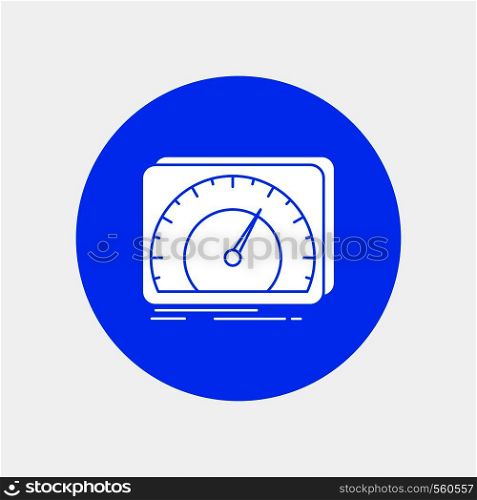 dashboard, device, speed, test, internet White Glyph Icon in Circle. Vector Button illustration. Vector EPS10 Abstract Template background