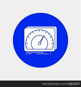 dashboard, device, speed, test, internet White Glyph Icon in Circle. Vector Button illustration. Vector EPS10 Abstract Template background