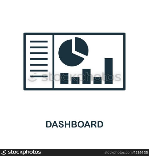 Dashboard icon. Monochrome style design from machine learning collection. UX and UI. Pixel perfect dashboard icon. For web design, apps, software, printing usage.. Dashboard icon. Monochrome style design from machine learning icon collection. UI and UX. Pixel perfect dashboard icon. For web design, apps, software, print usage.