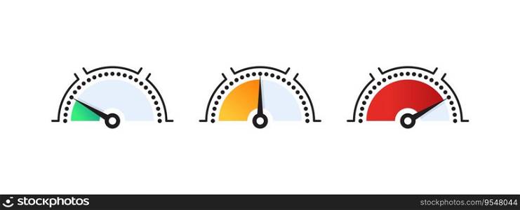 Dashboard with arrows. Risk Gauge Scale. Dial indicator. Vector scalable graphics