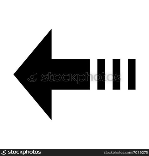dashed arrow in left direction, icon on isolated background