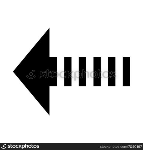 dashed arrow left, icon on isolated background