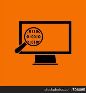 Data Analysing Icon. Black on Orange background. Vector illustration.