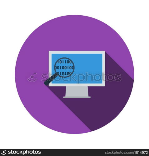 Data Analysing Icon. Flat Circle Stencil Design With Long Shadow. Vector Illustration.