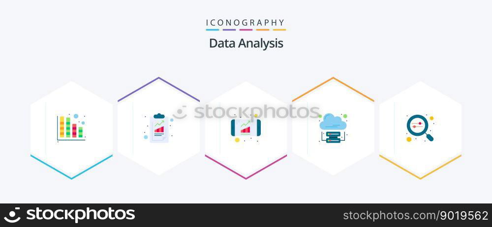 Data Analysis 25 Flat icon pack including data. cloud internet. analytics. data. analytics