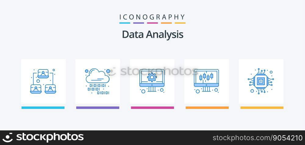 Data Analysis Blue 5 Icon Pack Including computer. settings. develop. preferences. computer. Creative Icons Design