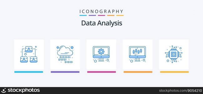 Data Analysis Blue 5 Icon Pack Including computer. settings. develop. preferences. computer. Creative Icons Design