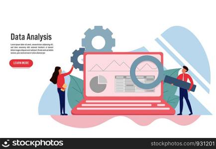 Data analysis concept with character. Creative flat design for web banner
