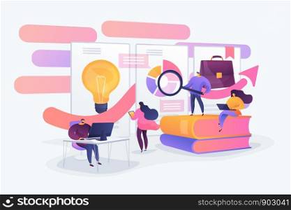 Data analysis education, economic literacy internet courses. Business workflow, business process efficiency, working activity pattern concept. Vector isolated concept creative illustration. Workflow concept vector illustration