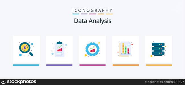 Data Analysis Flat 5 Icon Pack Including database. graph. chart. digital. document. Creative Icons Design