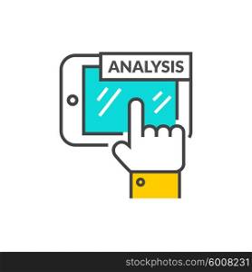 Data analysis icon flat design. Business information, finance document, chart analytic, strategy and money, statistic and development, research investment, infographic and plan illustration