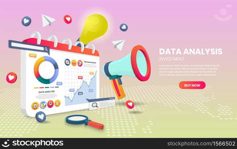 data analysis landing page templates app page.For web banner, infographics, hero images. Hero image for website. vector illustration.