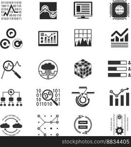 Data analytic silhouette icons vector image