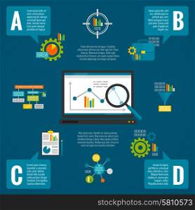 Data analytics infographic set with diagrams charts and comments flat vector illustration . Data analytics infographic set