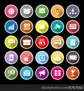 Data and information flat icons with long shadow, stock vector