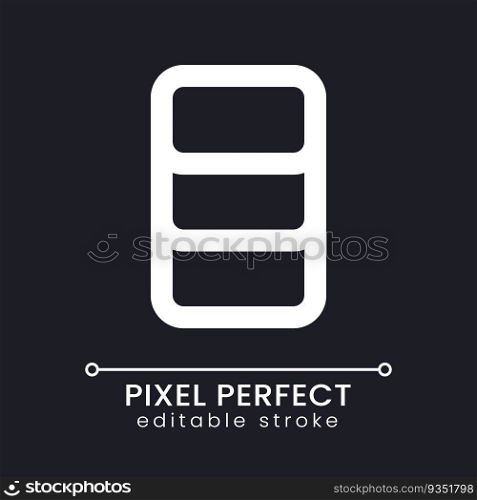 Data and storage management pixel perfect white linear ui icon for dark theme. Memory capacity. Vector line pictogram. Isolated user interface symbol for night mode. Editable stroke. Poppins font used. Data and storage management pixel perfect white linear ui icon for dark theme