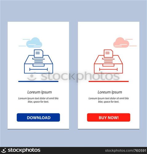 Data, Archive, Business, Information Blue and Red Download and Buy Now web Widget Card Template