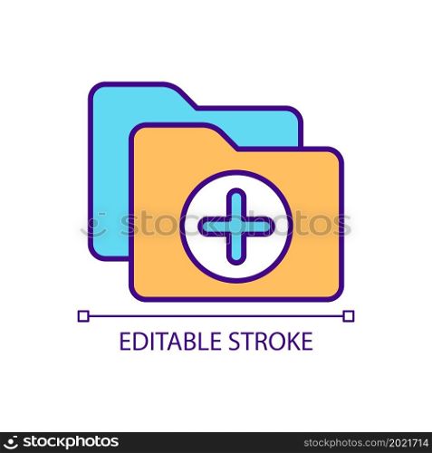 Data backup to save information RGB color icon. Copy information to protect privacy. Folders in virtual storage. Isolated vector illustration. Simple filled line drawing. Editable stroke. Data backup to save information RGB color icon