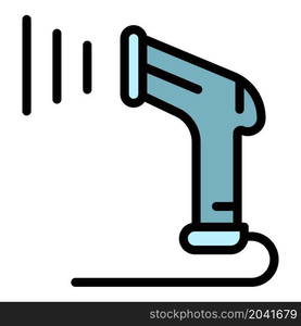 Data barcode scanner icon. Outline data barcode scanner vector icon color flat isolated. Data barcode scanner icon color outline vector