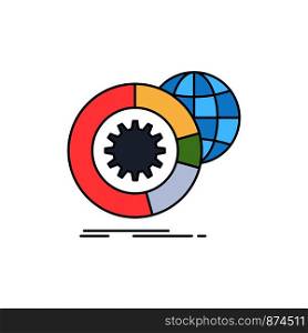 data, big data, analysis, globe, services Flat Color Icon Vector