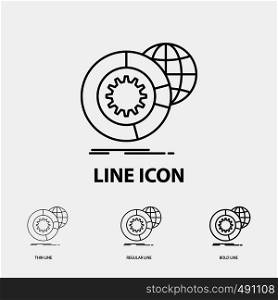 data, big data, analysis, globe, services Icon in Thin, Regular and Bold Line Style. Vector illustration. Vector EPS10 Abstract Template background