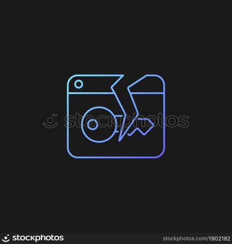 Data breach gradient vector icon for dark theme. Hacker attack. Phishing for private data. Password management. Thin line color symbol. Modern style pictogram. Vector isolated outline drawing. Data breach gradient vector icon for dark theme