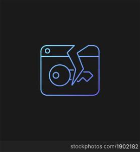 Data breach gradient vector icon for dark theme. Hacker attack. Phishing for private data. Password management. Thin line color symbol. Modern style pictogram. Vector isolated outline drawing. Data breach gradient vector icon for dark theme