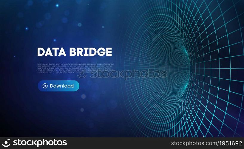 Data bridge vector illustration. Traffic big data data visualization.. Data bridge vector illustration. Traffic big data and data visualization. Communication network digital technology background.