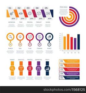 Data business infographic dashboard chart control panel analysis currency line icons money sign symbols financial info chart timeline vector infographics