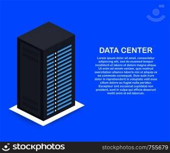 Data Center Cloud Connection Hosting Server Computer Information Database Synchronize Technology. Vector stock illustration.